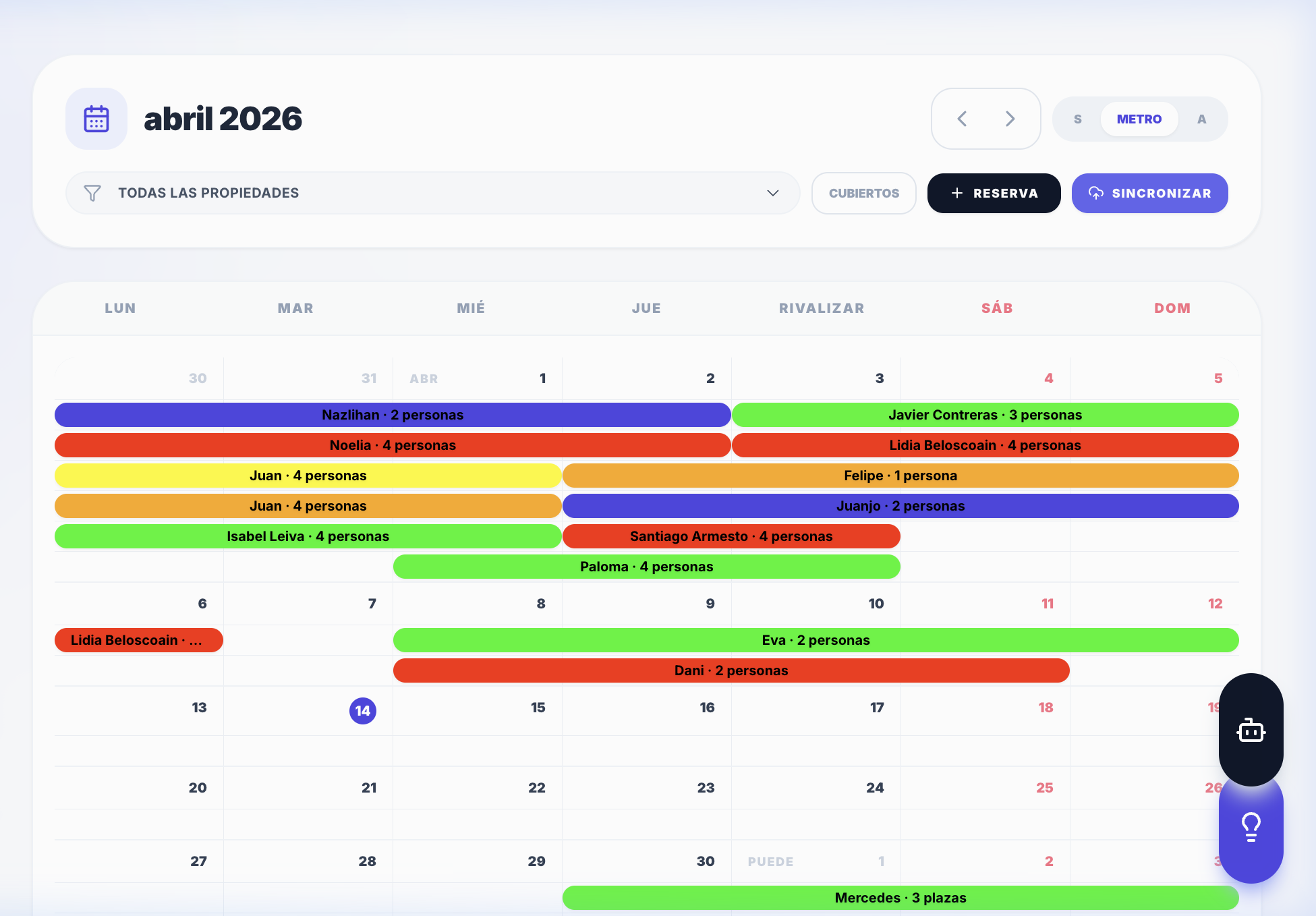 Tonvut Ops — Calendario de Limpiezas